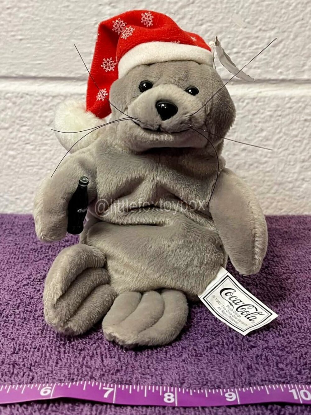 Vintage 1997 Coca-Cola Seal Snowflake Cap Bean Bag Plush #0102 Coke Bottle ESSA